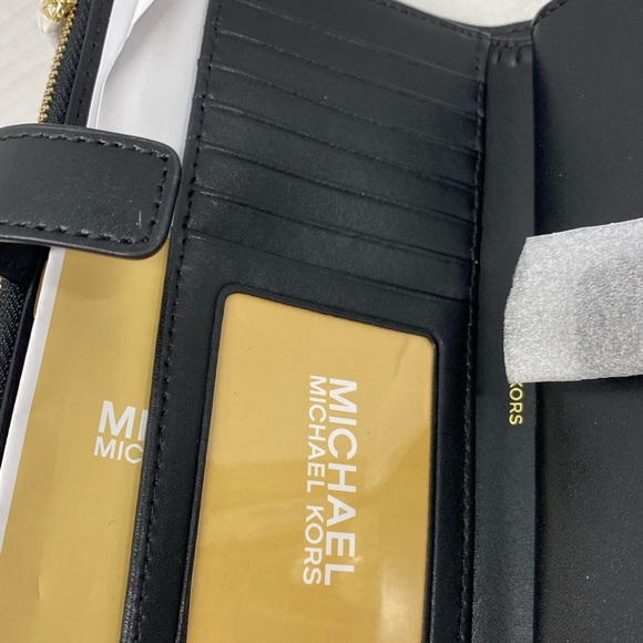 Michael Kors Continental Wristlet Wallet Logo Monogram Neon Striped NWT - Picture 8 of 14